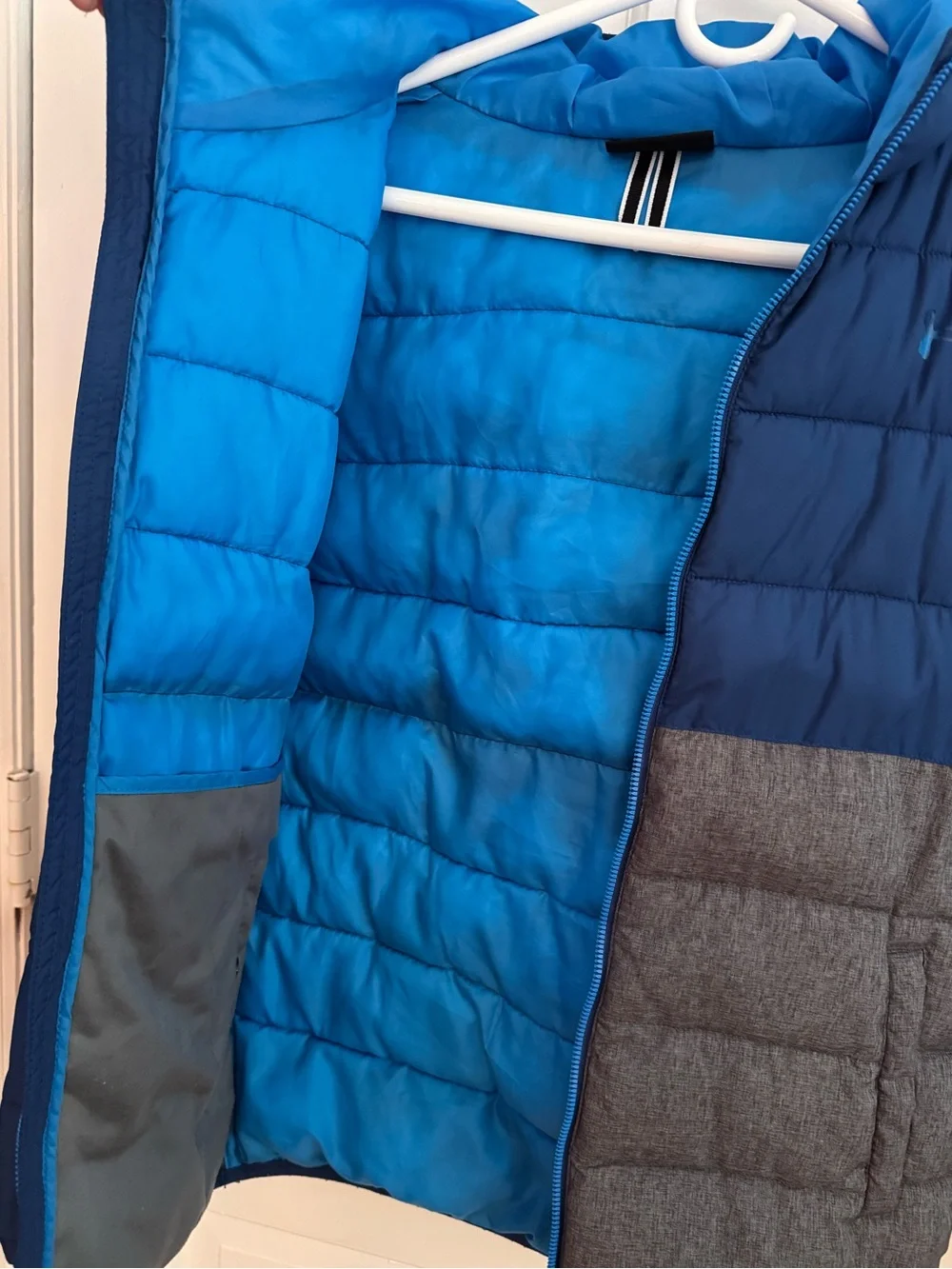 Under Armour Boys Pronto Colorblock Puffer Jacket Youth Large YLG Blue Gray Coat
